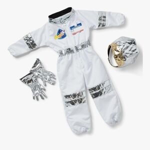 Kids Astronaut Costume with Helmet and Gloves - White and Silver Brand New 3-6